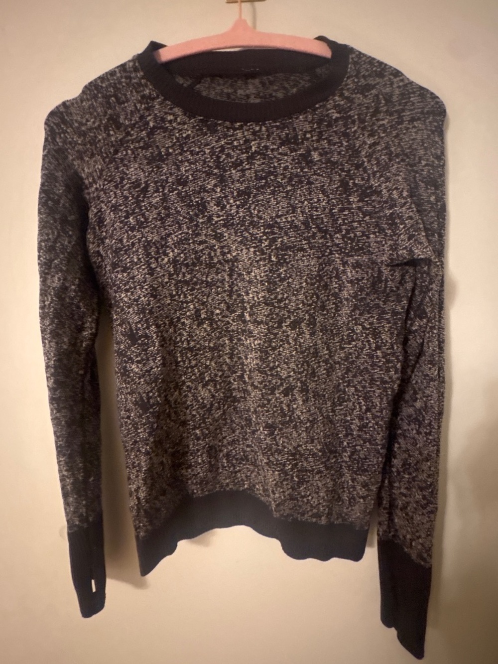Lululemon Swiftly Tech Long Sleeve Shirt Black Gray Marled Running Top